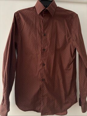Men's Long Sleeve Button-Up Shirt in Rust Brown